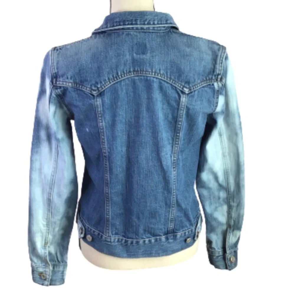GAP Custom Hand Bleached Blue Jean Fitted Jacket Medium